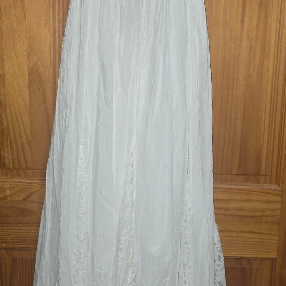 SEXY halter Maxi Dress Boho Cotton Lace Trimmed Dress - Picture 2 of 6